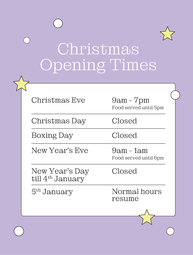FM Christmas Opening Times